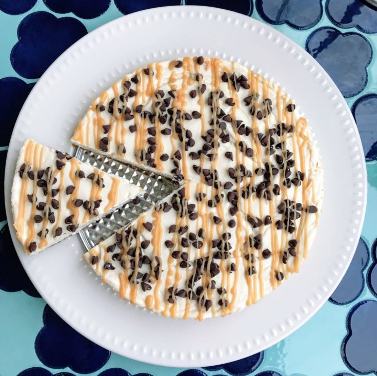 White Chocolate Peanut Butter and Chocolate Chip Cheesecake
