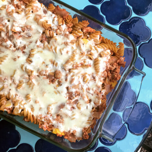 High Protein Three Cheese Pasta Bake