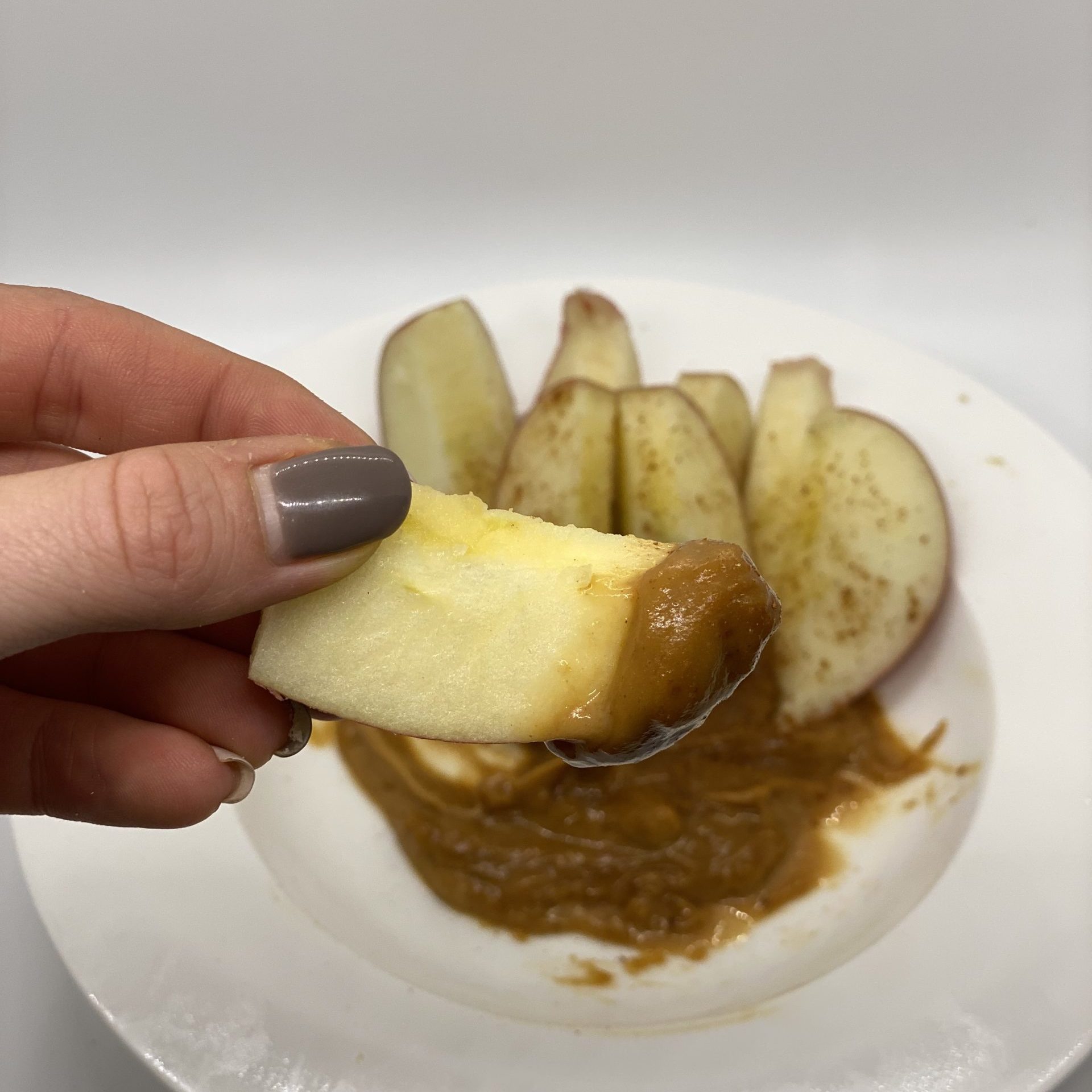 apple dip with hand