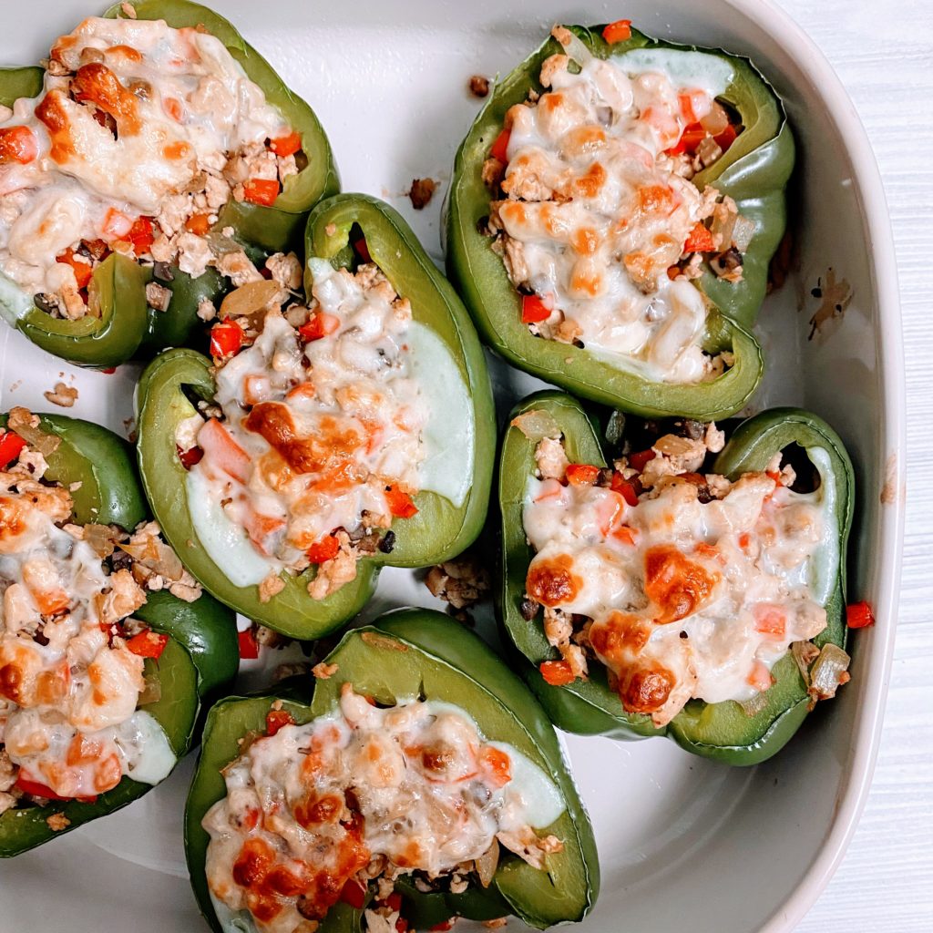 Chicken Philly Cheesesteak Stuffed Peppers