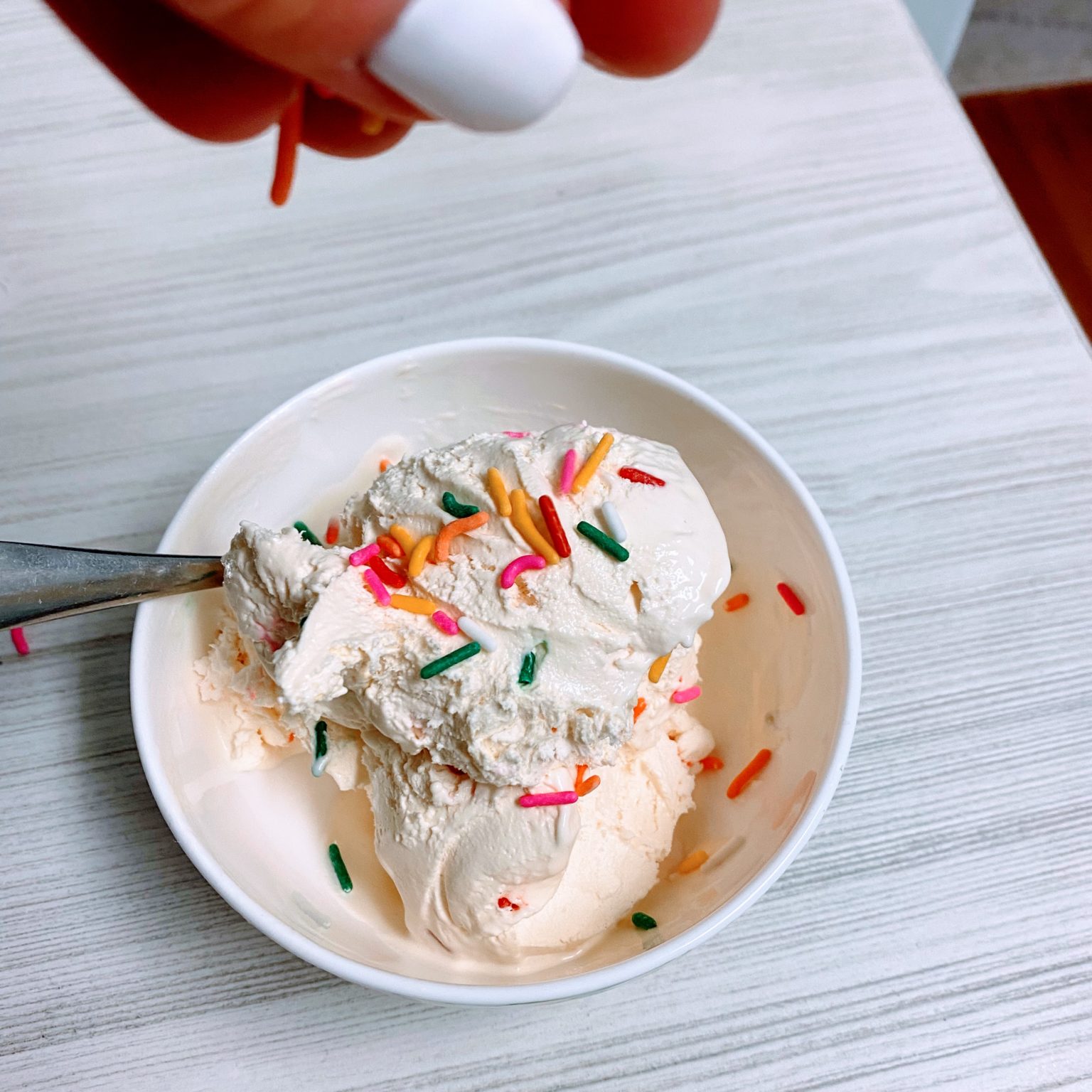 Light Cake Batter NoChurn Ice Cream
