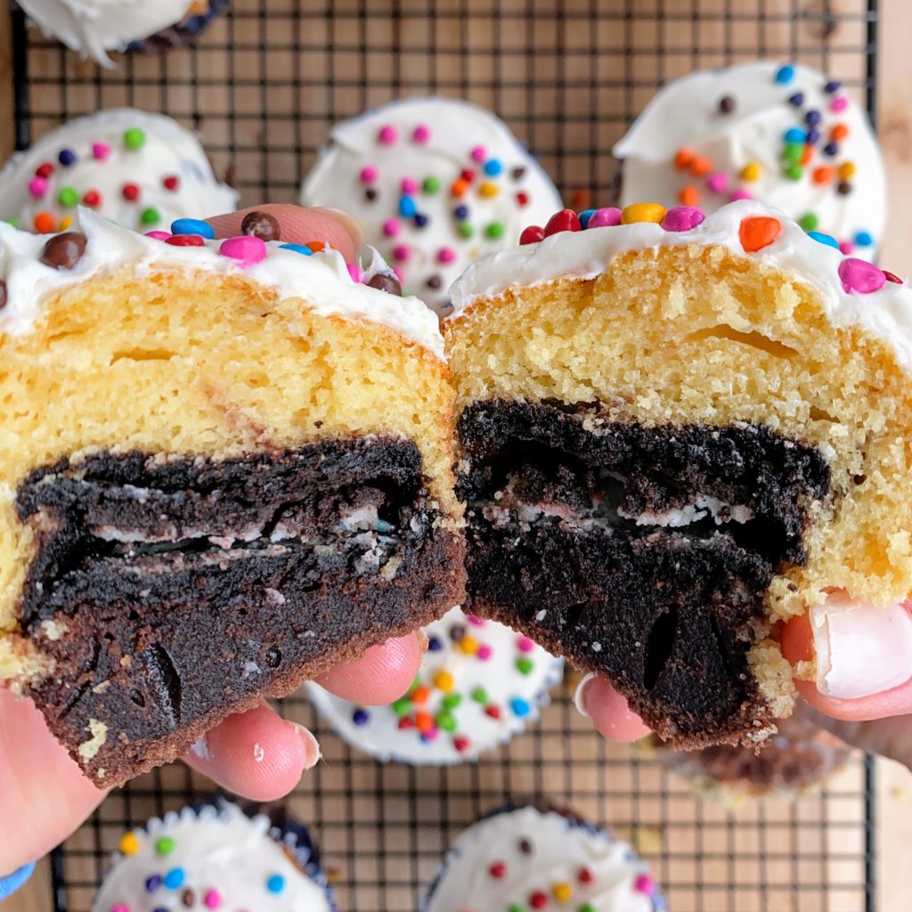 oreo stuffed cupcake brownie