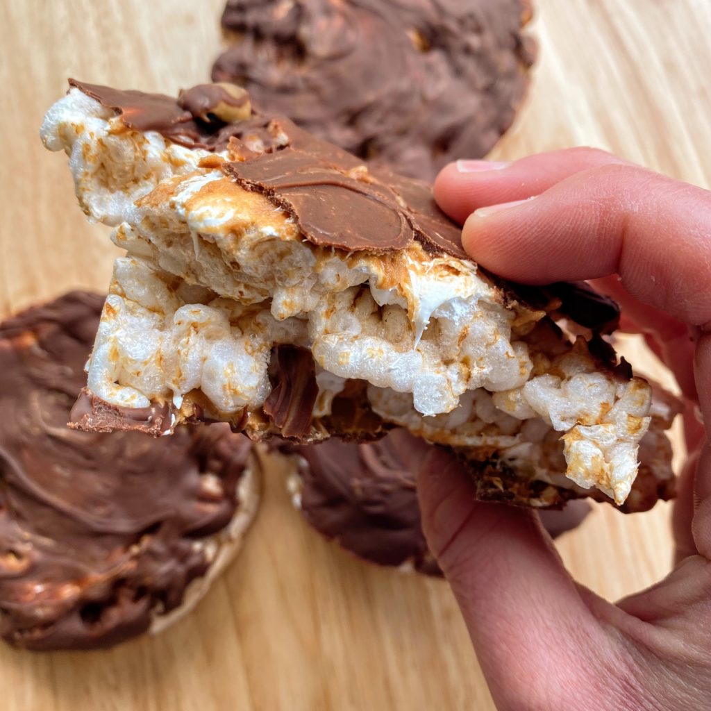 fluffernutter chocolate covered rice cake