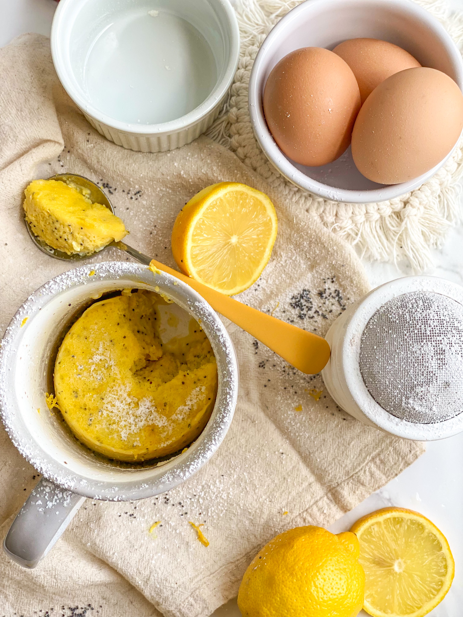 Lemon Poppy Seed Mug Cake Macro Friendly Desserts