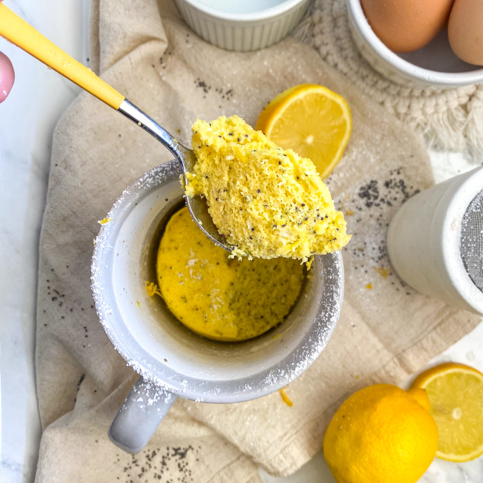 Lemon Poppy Seed Mug Cake Macro Friendly Desserts