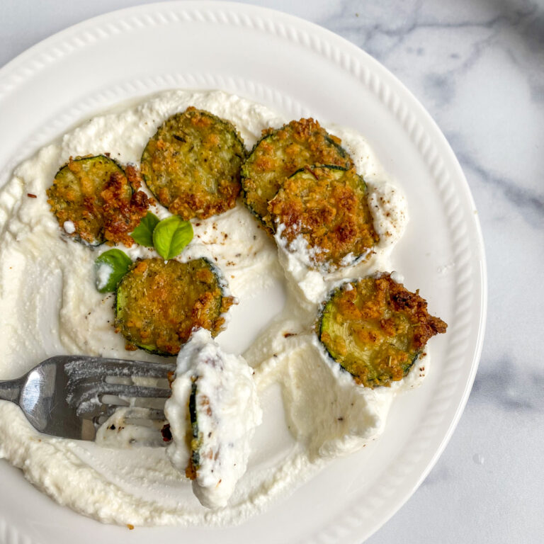 Cheesy Zucchini Crisps and Ricotta Dip
