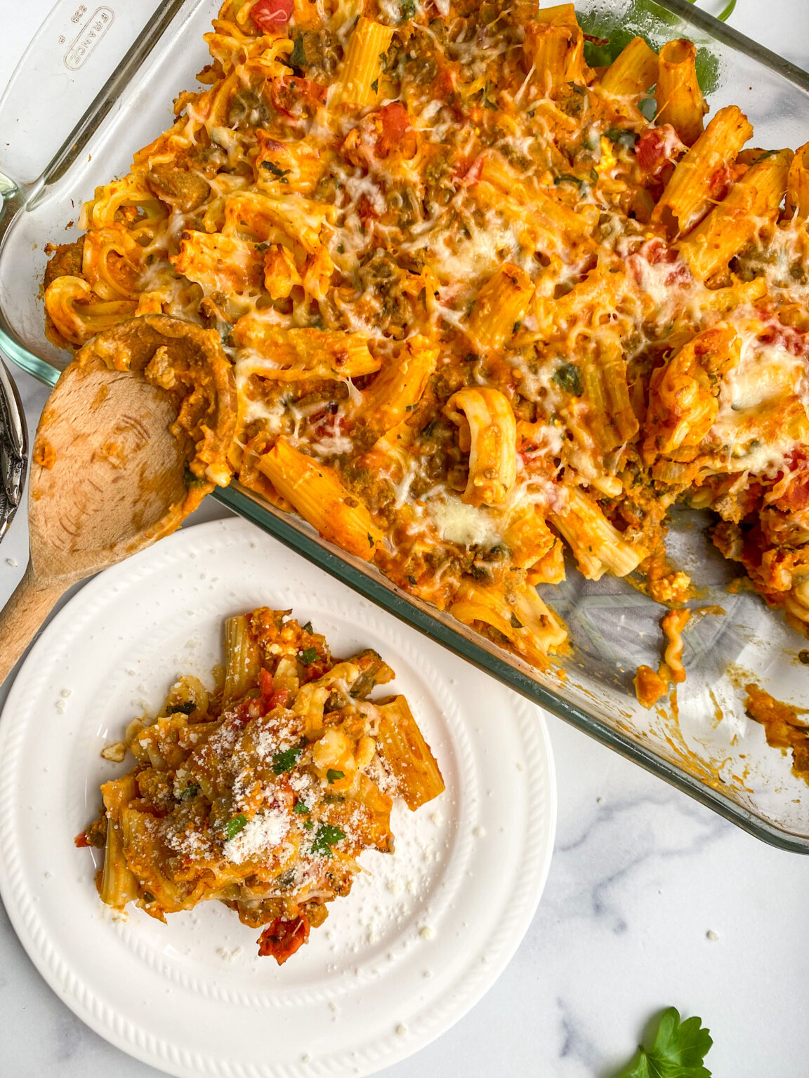 Rigatoni Pasta with Sausage and Pumpkin Sauce